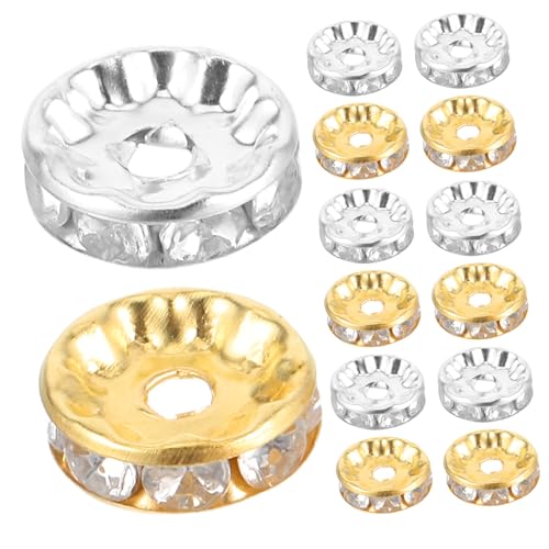 Hohopeti 200 Stück Rondelle Spacer Beads Rund Strasssteine Metallperlen Schmuckzubehör Für DIY Armbänder Halsketten Basteln Silber Gold Hohopeti 200 Stück Rondelle Spacer Beads Rund Strasssteine Metallperlen Schmuckzubehör Für DIY Armbänder Halsketten Basteln Silber Gold von Hohopeti