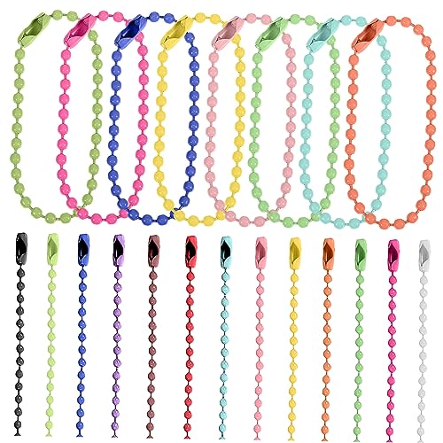 Hohopeti 200 Stück Teiliges Farbige Metall Kugelketten Bunte Perlenketten für Schlüsselanhänger Schmuckherstellung DIY Bastelprojekte Vielseitig Verwendbar von Hohopeti