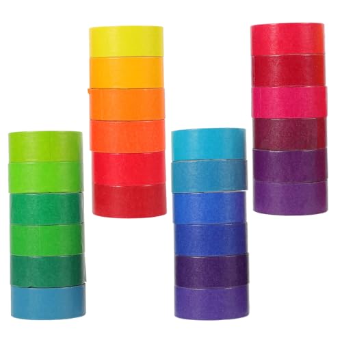 Hohopeti 24 Rollen Teiliges Washi Tape Dekoratives Klebeband für DIY Basteln Scrapbooking Journale und Geschenkverpackungen Handlich Abreißbar Haftstark Rückstandsfrei Entfernbar von Hohopeti