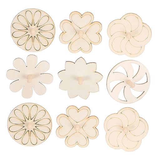 Hohopeti 24 Stck Teiliges Holz Gyroskop Bastelset Unlackiert Glatte Oberfläche Sichere Kinderhand Verschiedene Formen DIY Malspielzeug für Kreativität und Fantasie für Jungen und Mädchen von Hohopeti