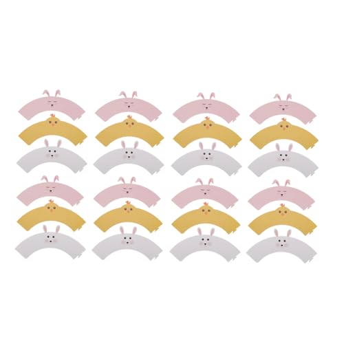 Hohopeti 24 Stück Ostern Cupcake Wrapper Cartoon Tier Hase Muffin Deko für Festlichkeiten Papier Kuchenrand für Fröhliche Osterfeiern und Dekoration von Hohopeti