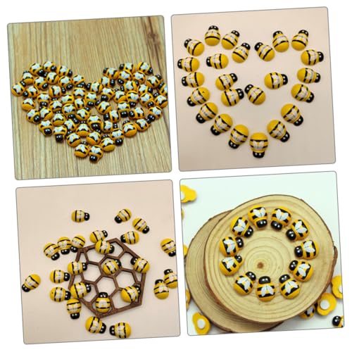 Hohopeti 24 Stück Teiliges Handgefertigte Holz Bienen Deko Farbenfrohe Langlebige Tierfiguren für DIY Basteln und Bauernhaus Tier Etagendekoration Kleine Bienen Ornamente von Hohopeti