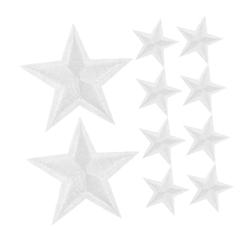 Hohopeti 24 Stück Teiliges Kleine Stern Bügelflicken aus Langlebigem Polyester Einfache Eisen anwendung Farbbeständig zur Dekoration von Jeans Jacken Hüten und Kleidung Weiße Applikationen von Hohopeti