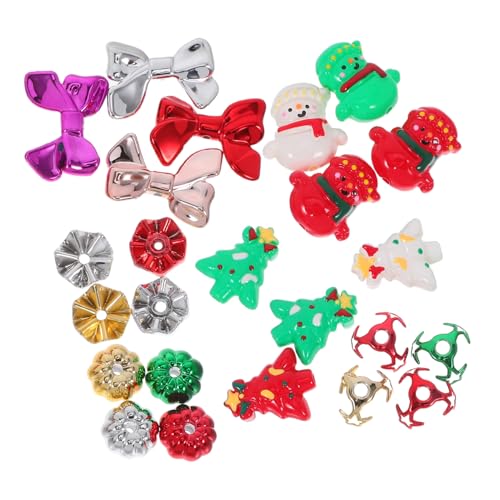 Hohopeti 24 Stück Weihnachts -Mobiltelefonkettenperlen Weihnachtshandwerksvorräte Schneemannperlen für Armbänder Schneemann-Abstandsperlen weihnachtsbaum abstandshalter perlen Plastik von Hohopeti