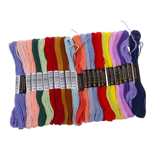 Hohopeti 24Stücke Stickgarn für Kreuzstich Hochwertige Baumwollmischung Farben für DIY Armbänder Basteln und Stickprojekte Handwerksprojektzubehör Tragbar von Hohopeti