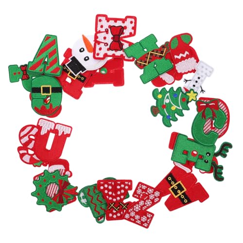 Hohopeti 26 Stück Teiliges Besticktes Weihnachts Bügelbild Vielseitige DIY Applikationen zum Aufnähen Kleidung Jeans Taschen für Reparatur und Festliche Dekoration von Hohopeti