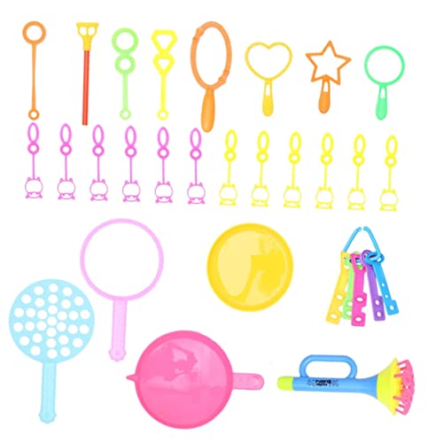 Hohopeti 26 Stück Teiliges Bubble Sticks für Langlebige Seifenblasenstäbe mit Trays zum Halten von Seifenwasser Bunte Cartoon Blasenstäbe mit Verschiedenen Formen Sicher Zufällige Farbe von Hohopeti