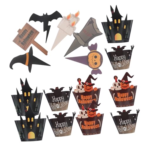 Hohopeti 2sätze Halloween Cupcake Toppers Aus Pappe Mit Motiven Von Geistern Spinnen Und Totenköpfen Für Party-dekoration Und Backformen Für Kuchen Und Tischdeko von Hohopeti