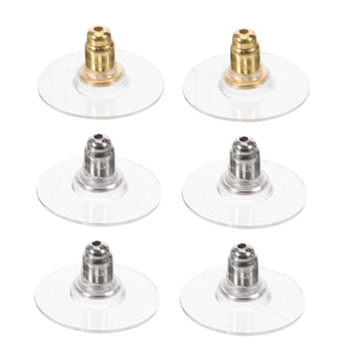 Hohopeti 3 Paare Ohrstecker Verschlüsse aus Leichte Ohrring Stopper für Sicheren Halt Einfaches Design in Weißgold Gelbgold und Silber Geeignet für Ohrstecker und Hängeohrringe von Hohopeti