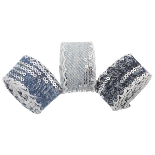 Hohopeti 3 Rollen Pailletten Denim Band Breit Flach Robust zum Nähen für DIY Kleidung Schmuck Dekoration Haarband Schleifen in Hellblau Mittelblau Dunkelblau Hohopeti 3 Rollen Pailletten Denim Band Breit Flach Robust zum Nähen für DIY Kleidung Schmuck Dekoration Haarband Schleifen in Hellblau Mittelblau Dunkelblau von Hohopeti