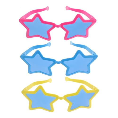 Hohopeti 3 Stück Exaggerierte Sternbrille Bunte Hawaii Poolside Partybrillen Sommer Sonnenbrillen Fotorequisiten für Tropisches Strand Event Zubehör für Altersgruppen von Hohopeti