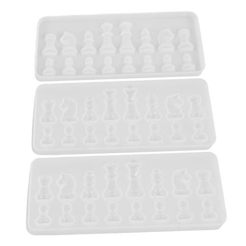 Hohopeti 3 Stück Silikonformen für Internationale Schachfiguren Hitzebeständig Einfach zu Entformen Vielseitig für Epoxidharz Schmuck Kristallkunst für DIY Bastelprojekte Familien und von Hohopeti