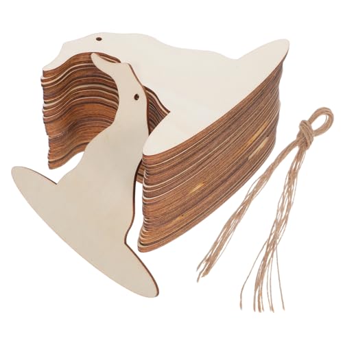 Hohopeti 30 Stk. Teiliges Halloween Holz Bastelset DIY Ungefertigte Holz Hexenhut Anhänger mit Glatter Oberfläche und Strapazierfähigem Material Juteband für Kreative Party und Hohopeti 30 Stk. Teiliges Halloween Holz Bastelset DIY Ungefertigte Holz Hexenhut Anhänger mit Glatter Oberfläche und Strapazierfähigem Material Juteband für Kreative Party und von Hohopeti