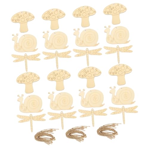 Hohopeti 30 Stück DIY Holzscheiben Schnecken Drachenfliegen und Pilzdesigns für Kreative Bastelprojekte Naturholz Dekoration für Weihnachten und Feiertage von Hohopeti