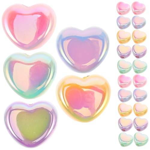 Hohopeti 30 Stück Teiliges Bunte Herzperlen für Schmuckherstellung Transparente Zweifarbige DIY Perlen für Armbänder Halsketten und Handyketten Zubehör für Valentinstag und Kreative Hohopeti 30 Stück Teiliges Bunte Herzperlen für Schmuckherstellung Transparente Zweifarbige DIY Perlen für Armbänder Halsketten und Handyketten Zubehör für Valentinstag und Kreative von Hohopeti