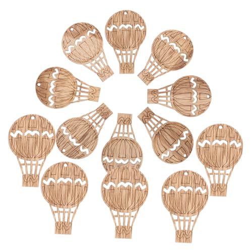 Hohopeti 30 Stück Teiliges Heißluftballon Holzformen Holzscheiben für DIY Bastelprojekte Leichte Dekorative Holzausschnitte mit Bohrung für Party und Weihnachtsdekorationen von Hohopeti