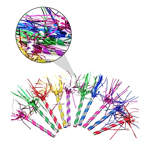 Hohopeti 30st Partyzubehör Geburtstags-gebläse Geräuschlos Geräuschmacher Musical Partybevorzugungsplatzer Geburtstag Hörner Blasen Spielzeuge Pfeife Streifen Kind Plastik von Hohopeti