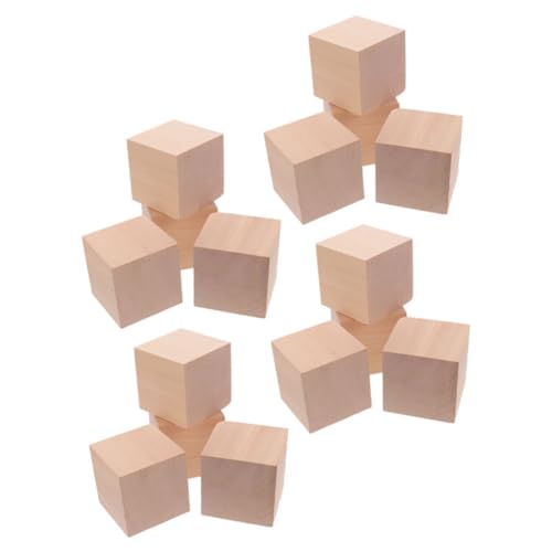 Hohopeti 30Stücke Leere Holzwürfel Unbehandeltem Holz für DIY Bastelprojekte Quadratische Holzblöcke zur Heimdekoration für Mathe Lernhilfen von Hohopeti
