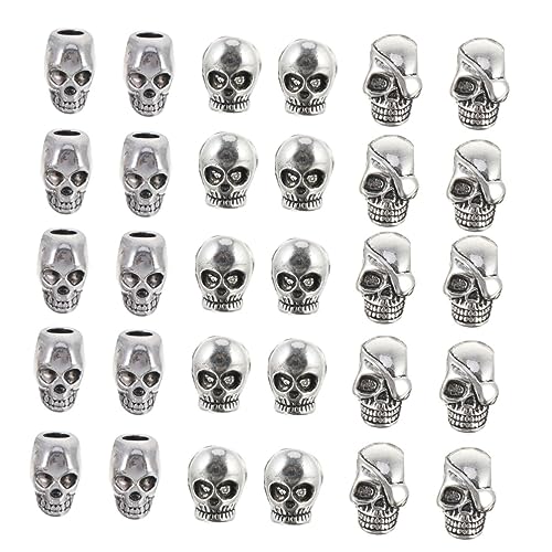 Hohopeti 30Stücke Skelett Schädel Kopf Perlen Legierung für DIY Armbänder Hochwertige Schmuck Charms für Halloween Dekorationen Vielfältige Designs und Langlebige Hohopeti 30Stücke Skelett Schädel Kopf Perlen Legierung für DIY Armbänder Hochwertige Schmuck Charms für Halloween Dekorationen Vielfältige Designs und Langlebige von Hohopeti