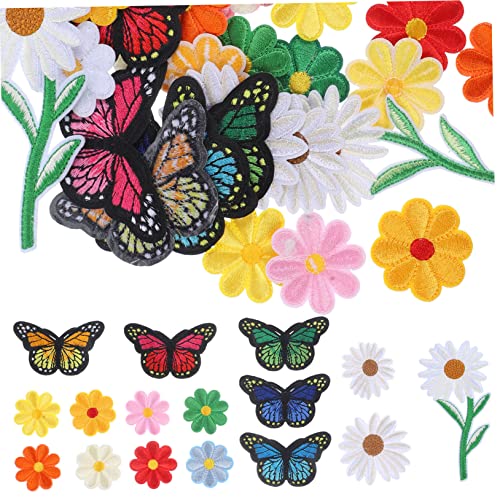 Hohopeti 39Stücke Schmetterlings Eisen Flecken Teiliges DIY Nähapplikationen für Kleidung Shirts Jacken Frühlingsthema Dekorative Bügelflicken von Hohopeti