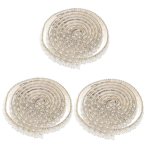 Hohopeti 3Rollen Selbstklebendes Perlen strassband Breit Vielseitiges Dekoband für DIY Basteln Hochzeit Geburtstag Schmuckverzierung Modisches Accessoire für Gürtel Taschen Schuhe von Hohopeti