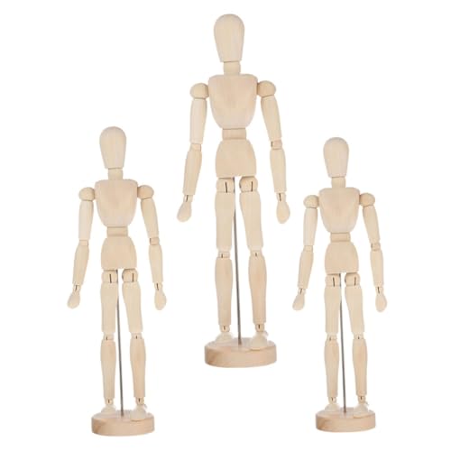 Hohopeti 3Stücke Holzfigur Beweglichen Schaufensterpuppen für Künstler Zeichner Langlebig Schreibtisch und von Hohopeti