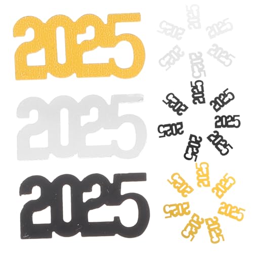 Hohopeti 3er Pack Neujahrs Konfetti in Schwarz Gold Silber Leichte Kindersichere Partystreudeko Passend für Abschlussfeier Klasse und Silvester Vielseitige Jahreswechsel Deko von Hohopeti