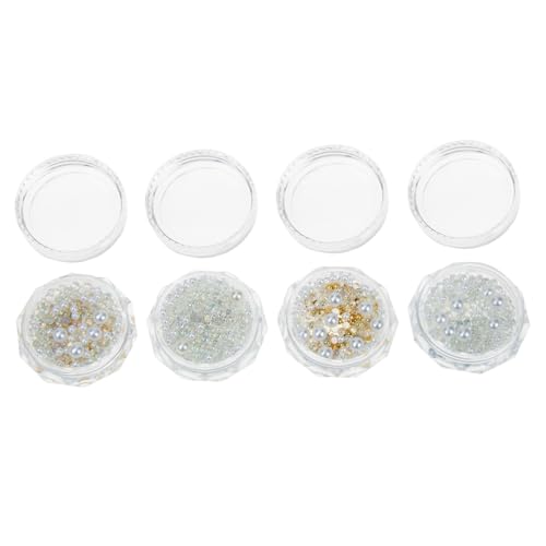 Hohopeti 4 Boxen Perlen Nagelkunst Dekoration Boxen mit Hochglänzenden Perlperlen in Verschiedenen für DIY Nageldesign Schmuck und Bastelarbeiten Modische Nagelverzierung für Alltag und von Hohopeti