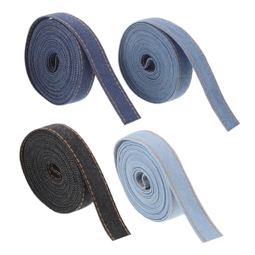 Hohopeti 4 Rollen Denim Band Jeans Schleifenband für DIY Basteln Haaraccessoires Kleidung Verzierung Vielseitige Farben Robust Langlebig von Hohopeti