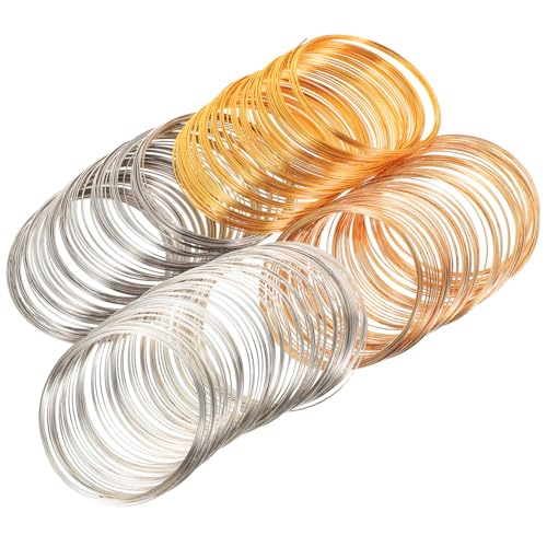 Hohopeti 4 Rollen Memory draht Schmuckdraht Edelstahl Gold Silber Weißgold DIY Zubehör für Armbänder Halsketten Ringe Basteln Langlebig Farbbeständig von Hohopeti