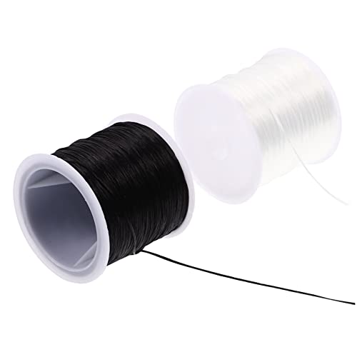 Hohopeti 4 Rollen Teiliges Elastisches Schmuckband Flach Dehnbares DIY schnurset für Armbänder Halsketten Handgefertigte Schmuckherstellung Weiße Schwarze Schnüre Vielseitig für von Hohopeti