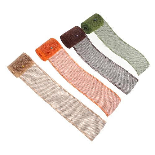 Hohopeti 4 Rollen dekoratives Band Weihnachtsband Band zum Verpacken Hochzeitsdekorationen Hochzeitsbänder Verpackung bunt Girlande Hochzeitsband Sackleinenband Leinenstreifen selber machen von Hohopeti