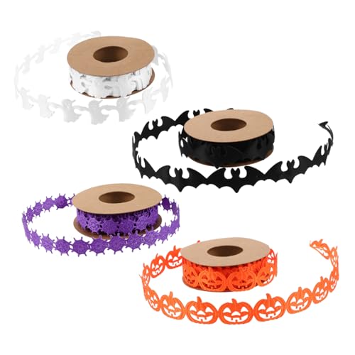 Hohopeti 4 Stück Halloween Dekoband Set mit Spukfledermaus Kürbis Spinnennetz Motiven Geprägtes Bastelband für Geschenkverpackung Kranz und Partydekoration Langlebiges DIY Halloween Zubehör Hohopeti 4 Stück Halloween Dekoband Set mit Spukfledermaus Kürbis Spinnennetz Motiven Geprägtes Bastelband für Geschenkverpackung Kranz und Partydekoration Langlebiges DIY Halloween Zubehör von Hohopeti
