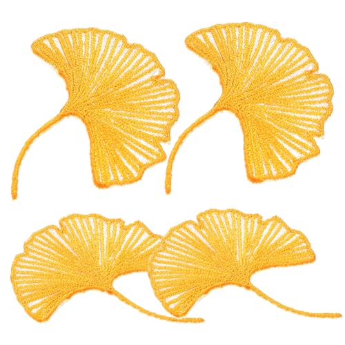 Hohopeti 4 Stück Teiliges Ginkgo Stickerei Patches Dekorative DIY Kleidung Aufnäher Textil Aufkleber zum Aufnähen für Kleider Rucksäcke Kissen Hautfreundlich und Langlebig Zufälliger Stil von Hohopeti