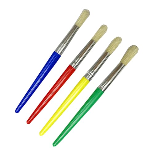 Hohopeti 4 Stück Teiliges Pinselset mit Premium Borsten für Anfänger Malübungen Kunststoffgriff und Metallzwinge Vielseitig für Wasserfarben und Fingerfarben für Jungen und Mädchen von Hohopeti
