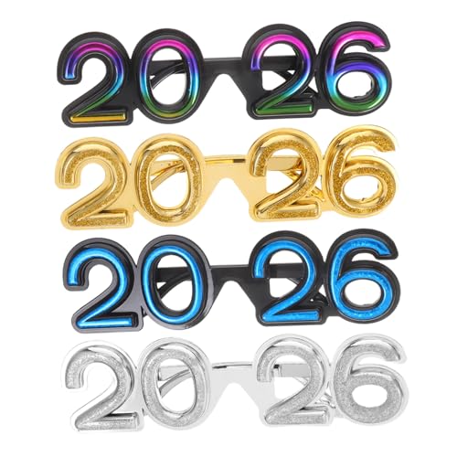 Hohopeti 4 Stück Teiliges Silvesterbrillen aus Robustem Pc Material Glitzernde Zahlen Sonnenbrillen für Neujahrsfeiern Abschlussfeste und Party Fotorequisiten Langlebig und Auffällig von Hohopeti