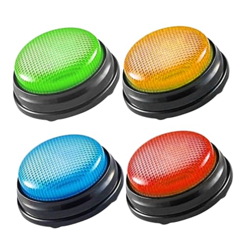 Hohopeti 4 Stück Teiliges Trivia Buzzer mit Sound Robuster Kunststoff Bunte Antworttasten für Kinderquiz Klassenzimmer Spielshows und Feierlichkeiten Einzigartiger Signalton zur von Hohopeti