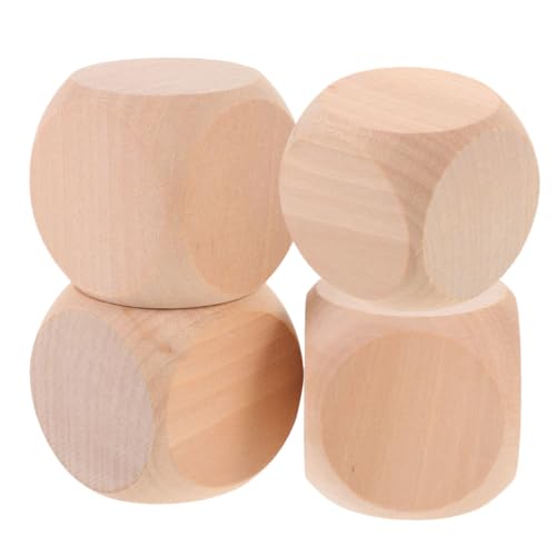 Hohopeti 4 Stück Unfertige Große Holzwürfel Blanko Würfel zum Basteln DIY Holzklötze für Spiele Party Dekoration Vielseitig Gestaltbar von Hohopeti