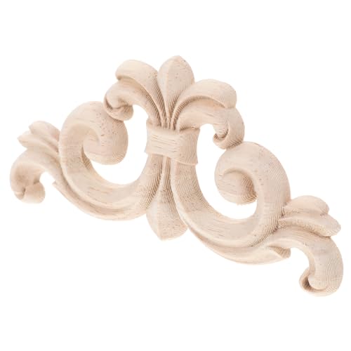Hohopeti 4 Stück Unlackierte Holzornamente Möbel Eck onlay aus Massivholz Geschnitzte Deko für Schrank Tür Wand Hintergrund Wohnzimmer Schlafzimmer von Hohopeti