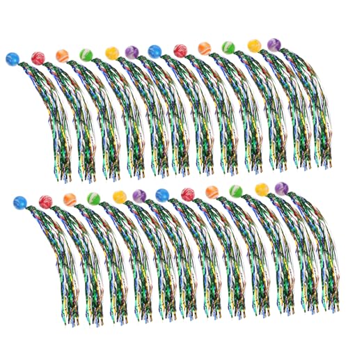 Hohopeti 40 Stück Teiliges Bouncy Balls mit Bunten Streamern Kleine Elastische Spielbälle aus Kunststoff für Kindergeburtstag Party Mitgebsel Outdoor und Preise von Hohopeti
