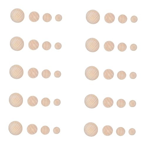 Hohopeti 40 Stück Teiliges Halbkreis Holzperlen Naturholz Bastelmaterialien Unvollendete Holzhalbkugeln für DIY Kinderhandwerk Gestalten und Dekorieren von Hohopeti