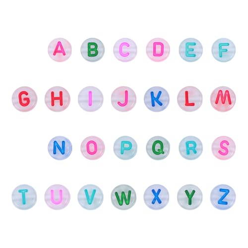 Hohopeti 400 Stück Leuchtperlen Bunte Acryl Perlen DIY Schmuckherstellung Zubehör Buchstaben Herz Muster Bastelset für Armbänder Halsketten Kreative Gestaltung von Hohopeti
