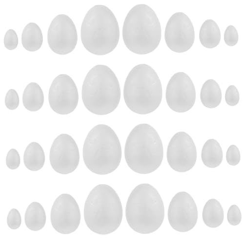Hohopeti 40St Eier aus Styropor Kugeln aus gefälschtes Ei Osterei-Dekor kinder ostereier ostereierfarbe Partydekoration Eier bemalen gemalt schmücken Spielzeug Polyflor Weiß von Hohopeti