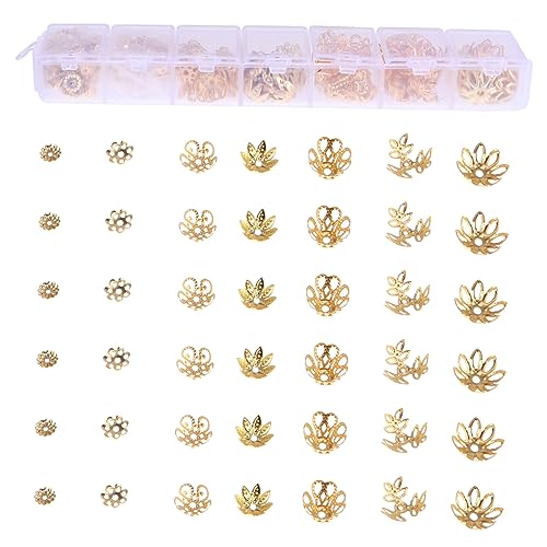 Hohopeti 430 Stück Kreative Blumen Spacer Perlen Legierung für DIY Schmuckherstellung Langlebige Hängende Ornamente für Handarbeiten und Bastelprojekte von Hohopeti
