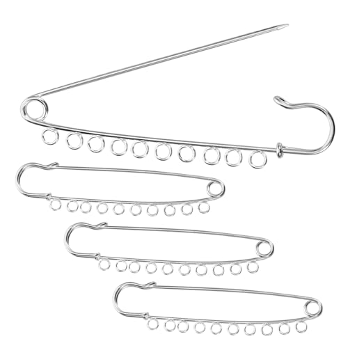 Hohopeti 4Stücke Dekorative Sicherheitsnadeln Broschen mit Schlaufen Metall Broschen für DIY Schmuckherstellung und Accessoires für Mäntel Pullover und Hüte von Hohopeti