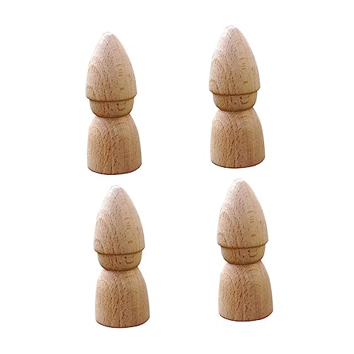 Hohopeti 4Stücke Teiliges Unvollendete Holzpuppen zum Bemalen DIY Handwerksspielzeug für Ideen zu Entfalten Natürlichem Holz Sicher und von Hohopeti