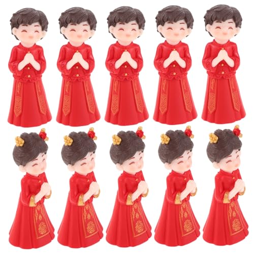 Hohopeti 5 Paare Mini Chinesische Braut Bräutigam Figurinen Traditionelle Hochzeitspaar-deko Mikro-landschaft als Hochzeitstorten-topper DIY Kuchenverzierung und Tischdisplay von Hohopeti