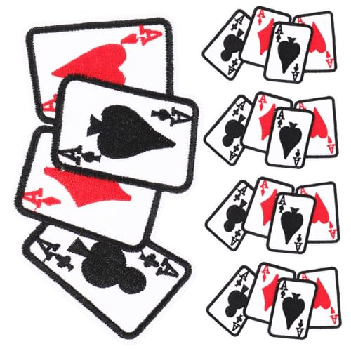 Hohopeti 5 Stück Poker Aufnäher zum Aufbügeln Bestickte Spielkarten Patches für Kleidung Taschen Jacken DIY Kleidung Reparieren und Verzieren Robuste Stoffflicken für Nähliebhaber von Hohopeti