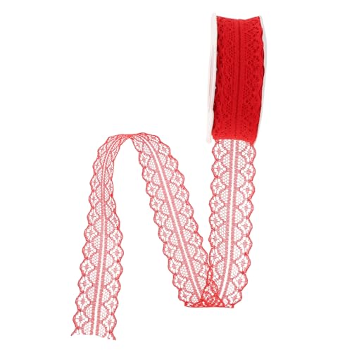 Hohopeti 5 Stück Rotes Vintage Spitzenband mit Blumenmuster Spitzenborte für Geschenkverpackung Hochzeitsdekoration DIY Basteln und Nähprojekte von Hohopeti