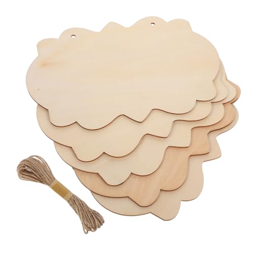 Hohopeti 5 Stück Teiliges Große Holzschilder Unbemalte Leichte Holztafeln mit Juteseil Blanko Holzschilder zum Bemalen Gravieren DIY Tür Wanddekoration Vielseitig Einsetzbar von Hohopeti